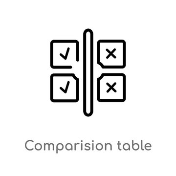 outline comparision table vector icon. isolated black simple line element illustration from user interface concept. editable vector stroke comparision table icon on white background