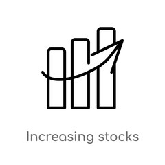 outline increasing stocks vector icon. isolated black simple line element illustration from user interface concept. editable vector stroke increasing stocks icon on white background