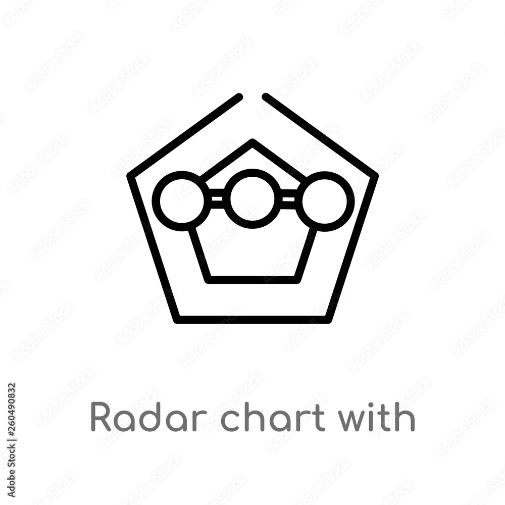 Poster outline radar chart with pentagon vector icon. isolated black simple line element illustration from 