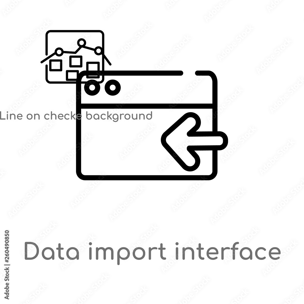 Poster outline data import interface vector icon. isolated black simple line element illustration from user