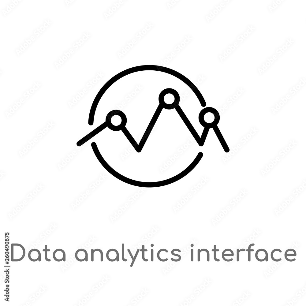 Poster outline data analytics interface of connected circles vector icon. isolated black simple line elemen