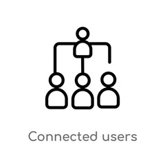 outline connected users in flow chart vector icon. isolated black simple line element illustration from user interface concept. editable vector stroke connected users in flow chart icon on white