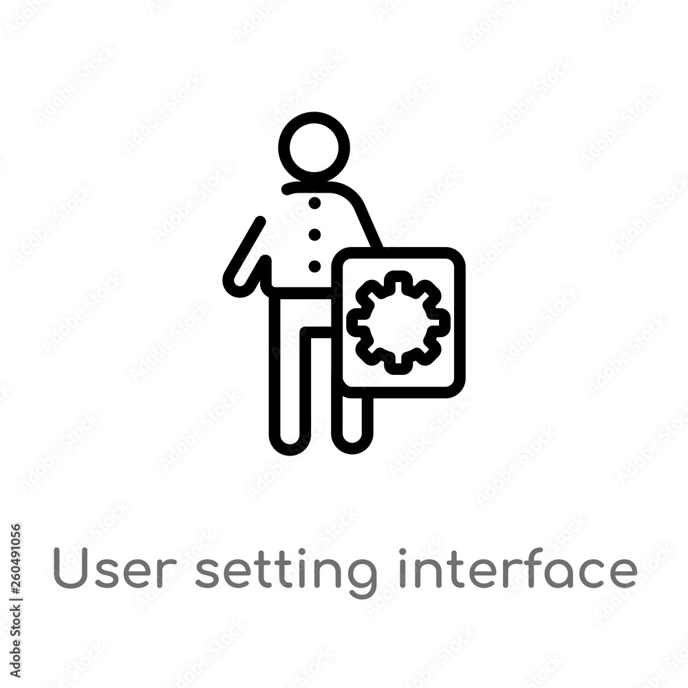 Poster outline user setting interface vector icon. isolated black simple line element illustration from use