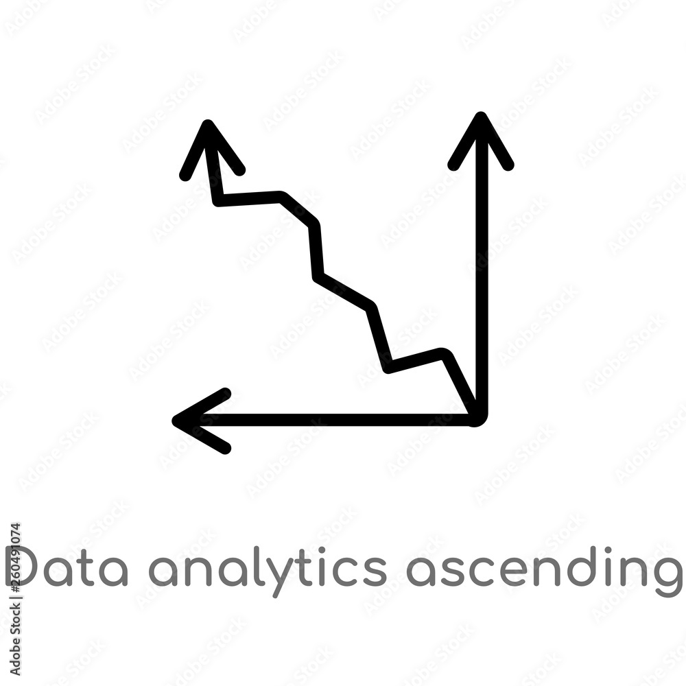 Poster outline data analytics ascending line chart vector icon. isolated black simple line element illustra
