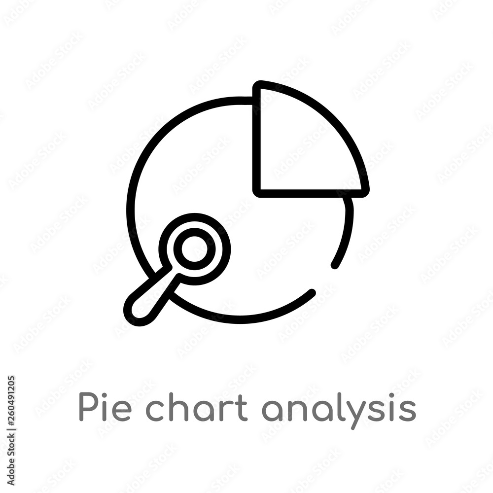 Poster outline pie chart analysis interface vector icon. isolated black simple line element illustration fr