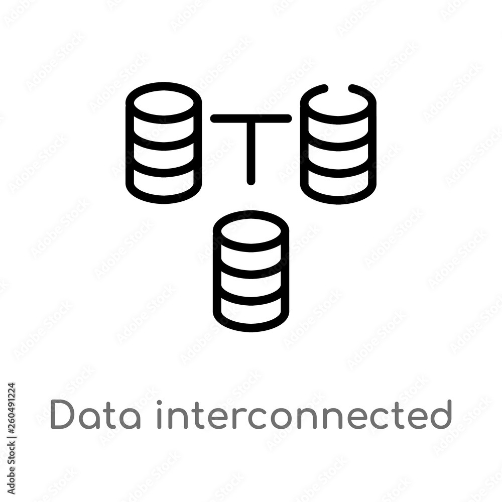 Poster outline data interconnected vector icon. isolated black simple line element illustration from user i
