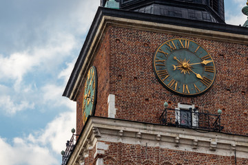 Clock on the Town Hall Tower in Krakow, Poland