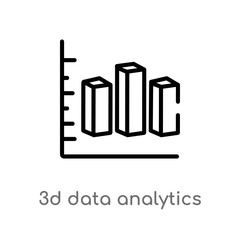 outline 3d data analytics dual bars vector icon. isolated black simple line element illustration from user interface concept. editable vector stroke 3d data analytics dual bars icon on white