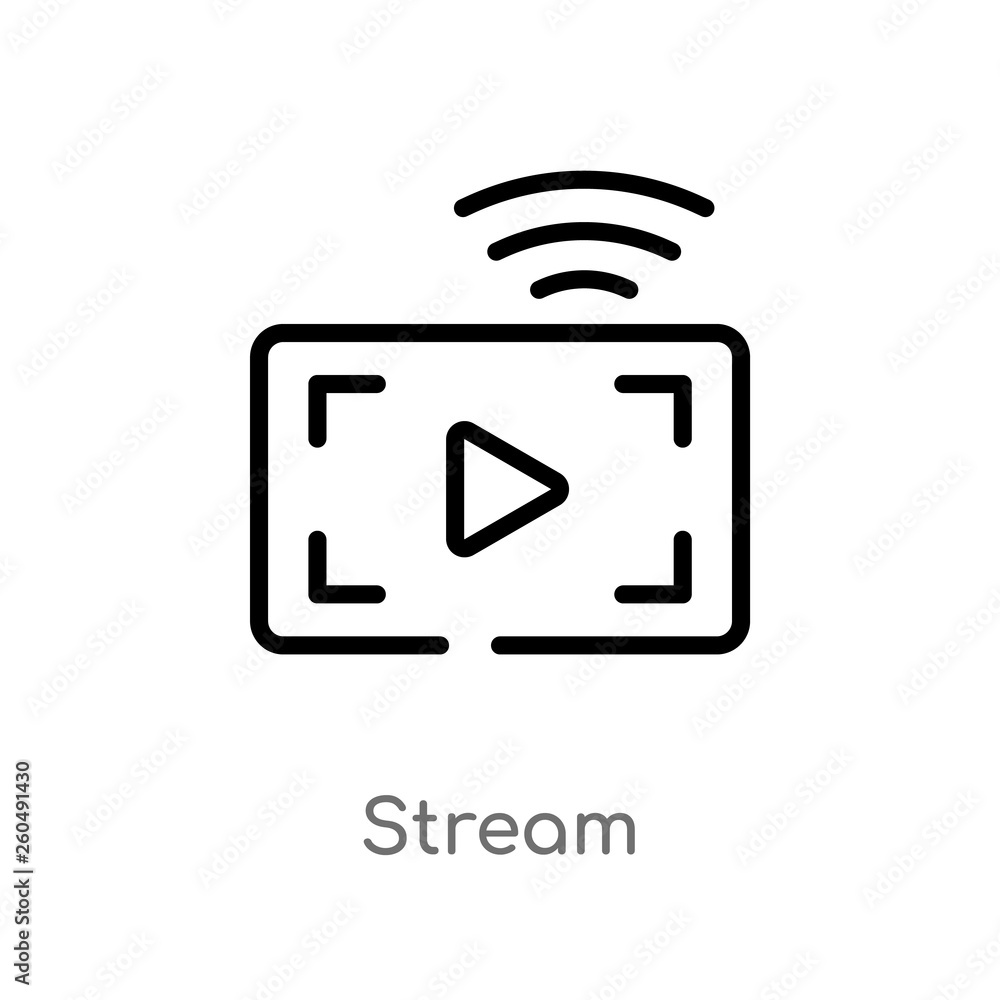 Poster outline stream vector icon. isolated black simple line element illustration from user interface conc