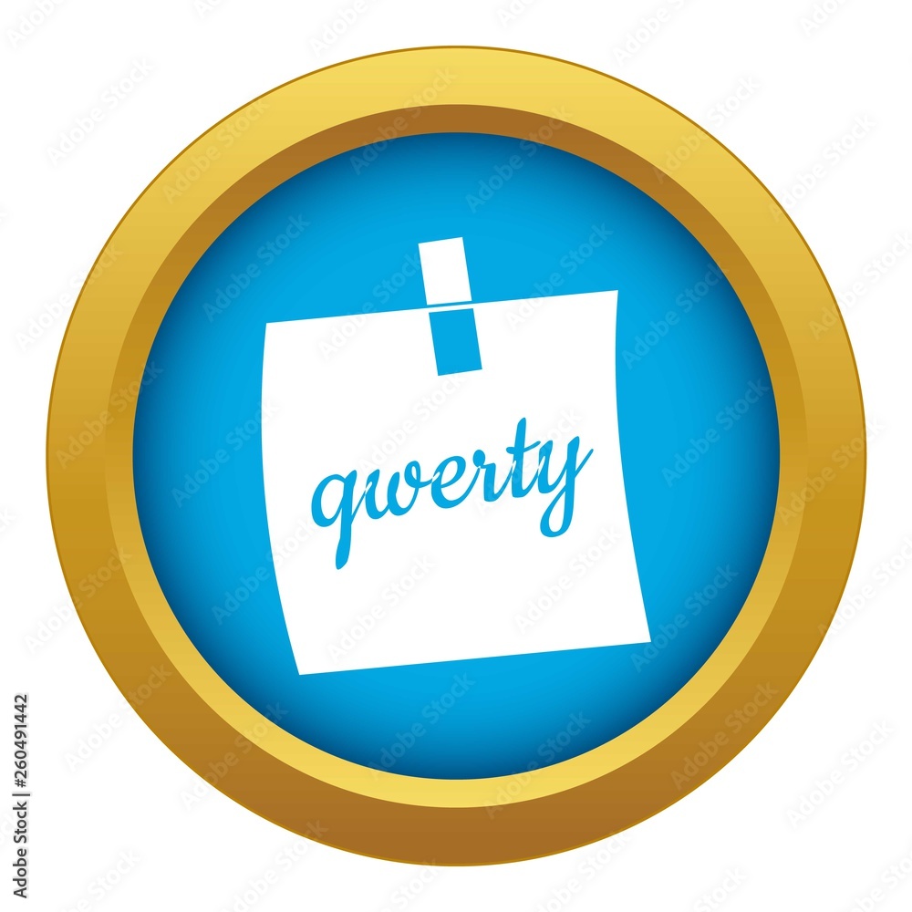 Poster paper sheet with text qwerty icon blue vector isolated on white background for any design