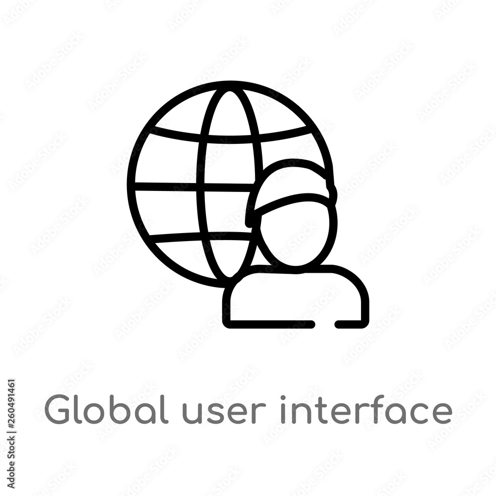 Wall mural outline global user interface vector icon. isolated black simple line element illustration from user interface concept. editable vector stroke global user interface icon on white background