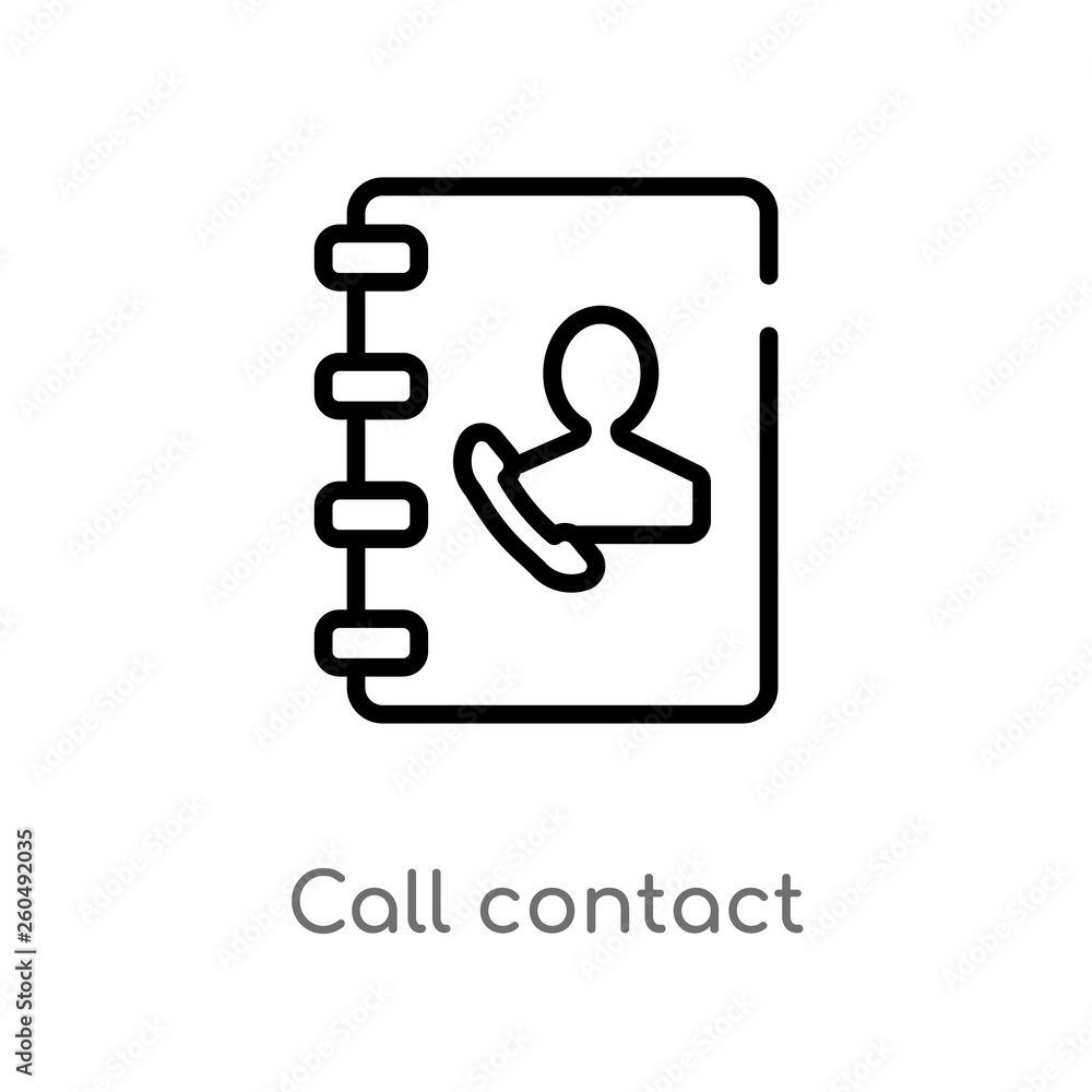 Poster outline call contact vector icon. isolated black simple line element illustration from ultimate glyp