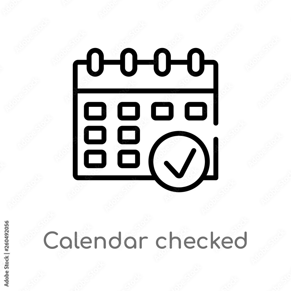 Poster outline calendar checked vector icon. isolated black simple line element illustration from ultimate 