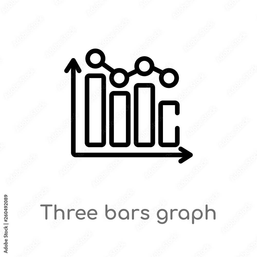 Poster outline three bars graph vector icon. isolated black simple line element illustration from ultimate 
