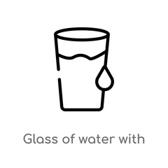 outline glass of water with drop vector icon. isolated black simple line element illustration from ultimate glyphicons concept. editable vector stroke glass of water with drop icon on white