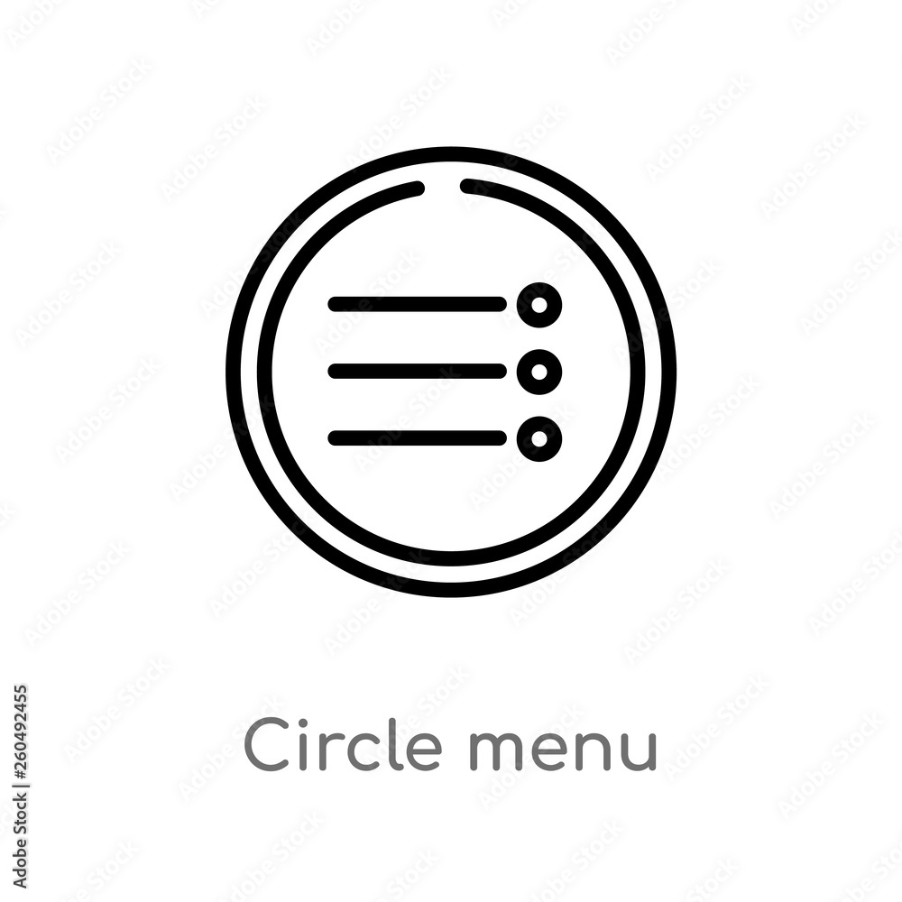 Poster outline circle menu vector icon. isolated black simple line element illustration from ultimate glyph