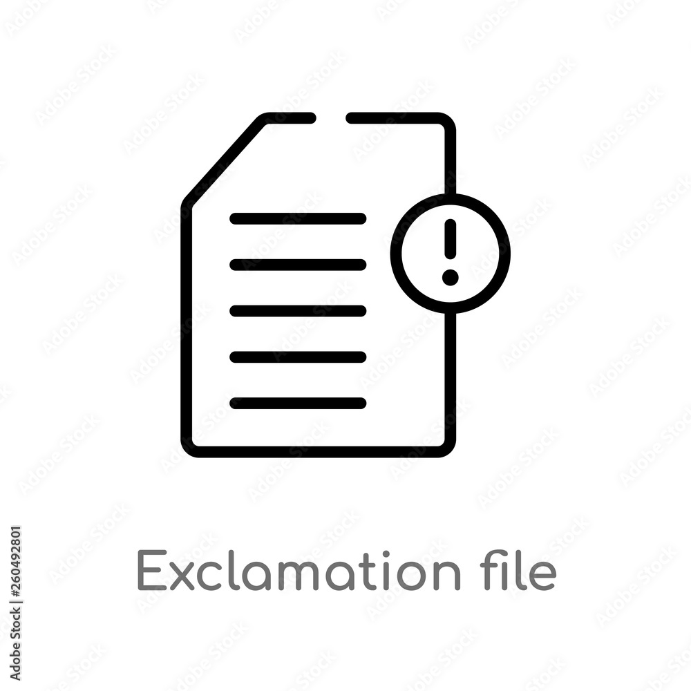 Poster outline exclamation file vector icon. isolated black simple line element illustration from ultimate 