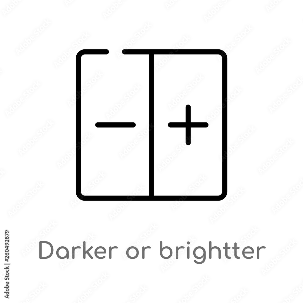 Poster outline darker or brightter button vector icon. isolated black simple line element illustration from