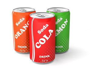 cans of soda drink soft