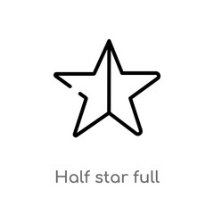 Obraz premium outline half star full vector icon. isolated black simple line element illustration from ultimate glyphicons concept. editable vector stroke half star full icon on white background
