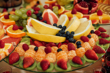 catering services background with fruits and berry in restaurant