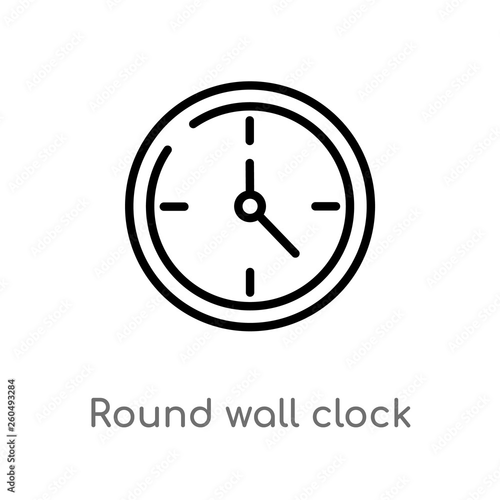 Poster outline round wall clock vector icon. isolated black simple line element illustration from user conc