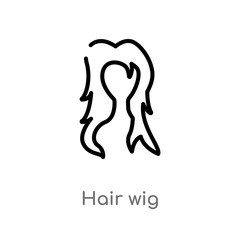 outline hair wig vector icon. isolated black simple line element illustration from user concept. editable vector stroke hair wig icon on white background