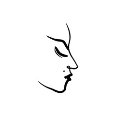 Line face drawing. Portrait in minimalistic style. Vector