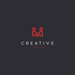 Letter M People Creative Logo Design Template, M Letter Couple Man Letter Logo Template Illustration Design.