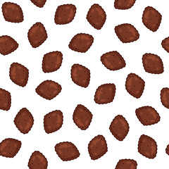 Pattern of vector illustrations on the nutrition theme; dry food for cats and dogs. Realistic isolated objects for your design.