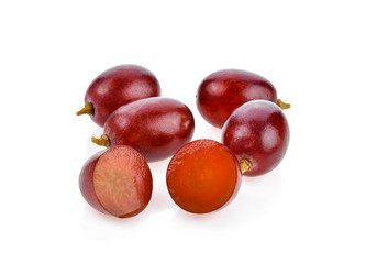 Red grapes isolated on white background