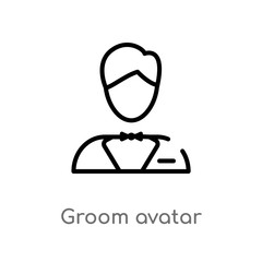 outline groom avatar vector icon. isolated black simple line element illustration from user concept. editable vector stroke groom avatar icon on white background
