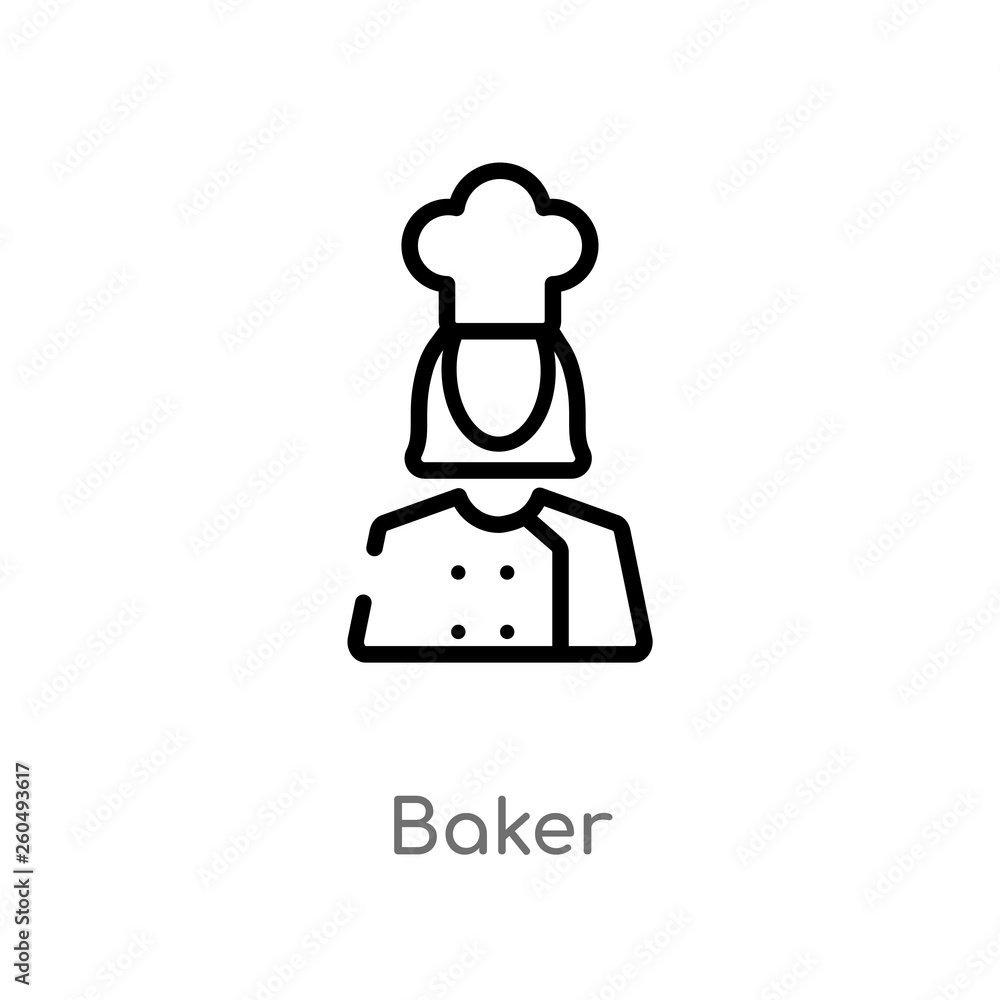 Poster outline baker vector icon. isolated black simple line element illustration from user concept. editab