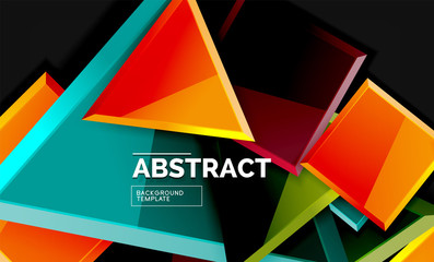 Obraz premium Glossy mosaic style geometric shapes - squares and triangles on black