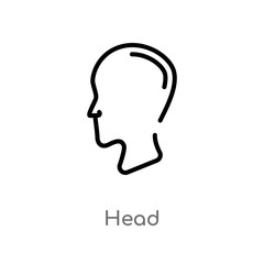 outline head vector icon. isolated black simple line element illustration from user interface concept. editable vector stroke head icon on white background