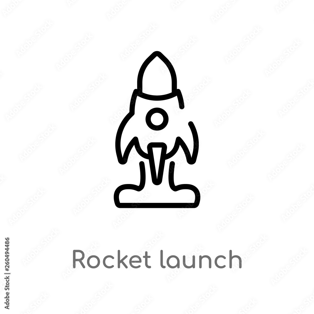 Poster outline rocket launch vector icon. isolated black simple line element illustration from user interfa