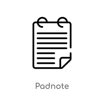 outline padnote vector icon. isolated black simple line element illustration from user interface concept. editable vector stroke padnote icon on white background