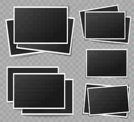 Collection of vector blank photo frames with transparent shadow effects