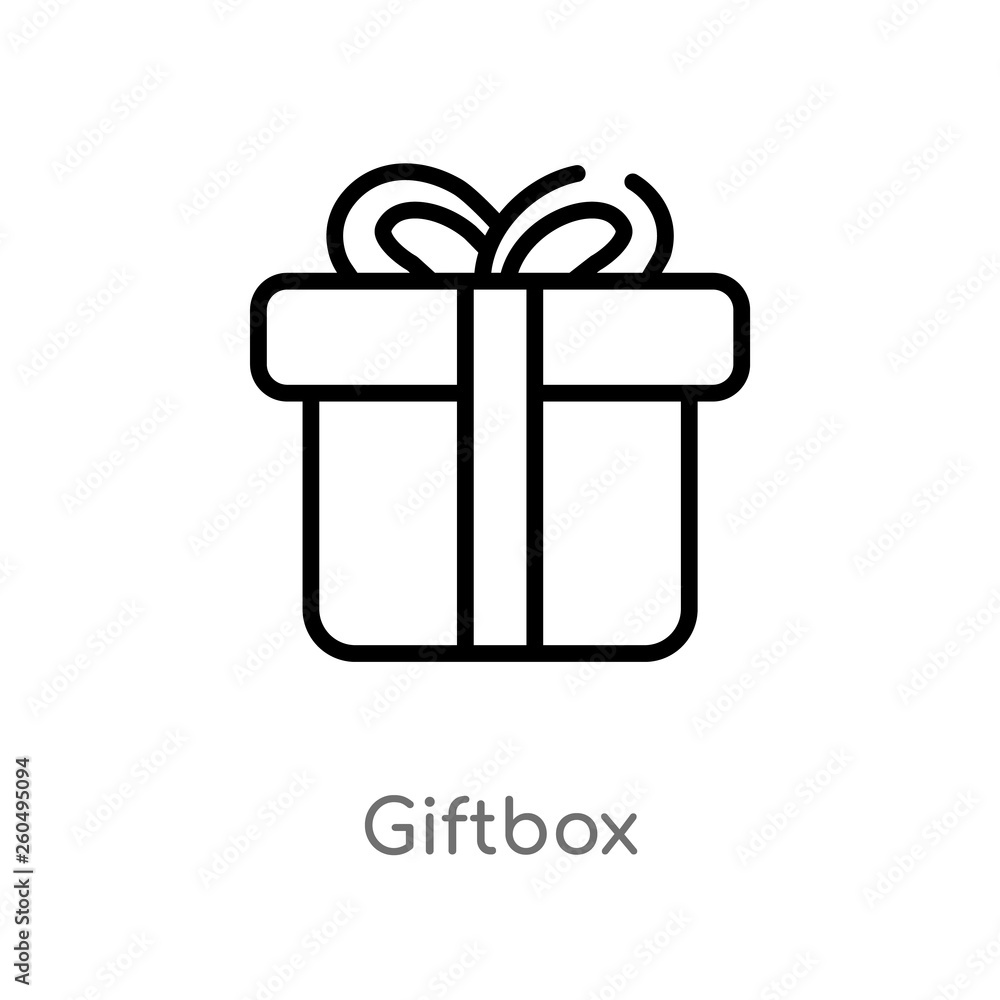 Poster outline giftbox vector icon. isolated black simple line element illustration from web navigation con