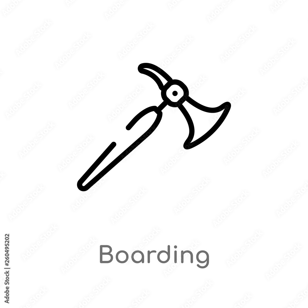 Poster outline boarding vector icon. isolated black simple line element illustration from weapons concept. 