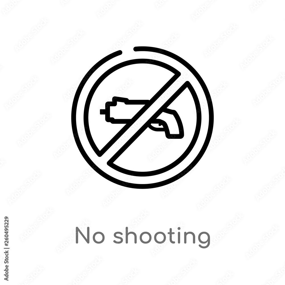 Poster outline no shooting vector icon. isolated black simple line element illustration from weapons concep