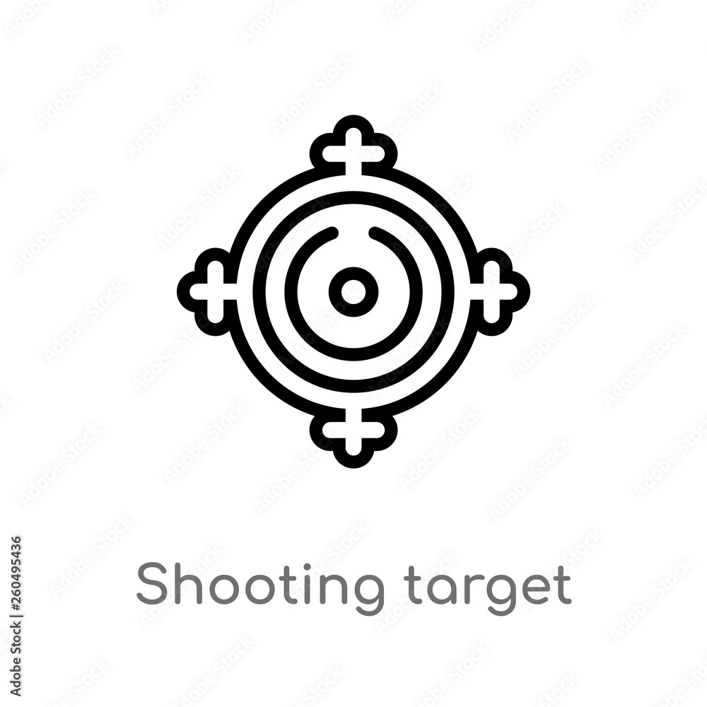 Poster outline shooting target vector icon. isolated black simple line element illustration from weapons co