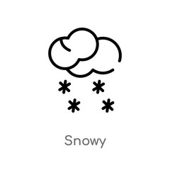 outline snowy vector icon. isolated black simple line element illustration from weather concept. editable vector stroke snowy icon on white background
