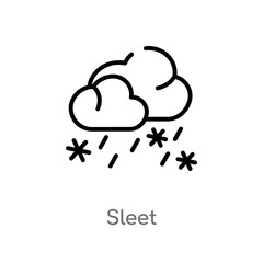 outline sleet vector icon. isolated black simple line element illustration from weather concept. editable vector stroke sleet icon on white background