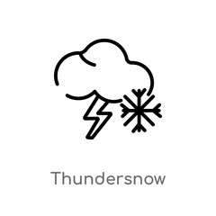 outline thundersnow vector icon. isolated black simple line element illustration from weather concept. editable vector stroke thundersnow icon on white background