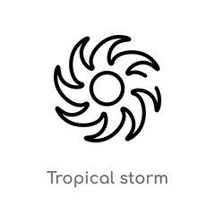 outline tropical storm vector icon. isolated black simple line element illustration from weather concept. editable vector stroke tropical storm icon on white background