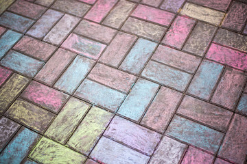 Multi-colored tile, rainbow background