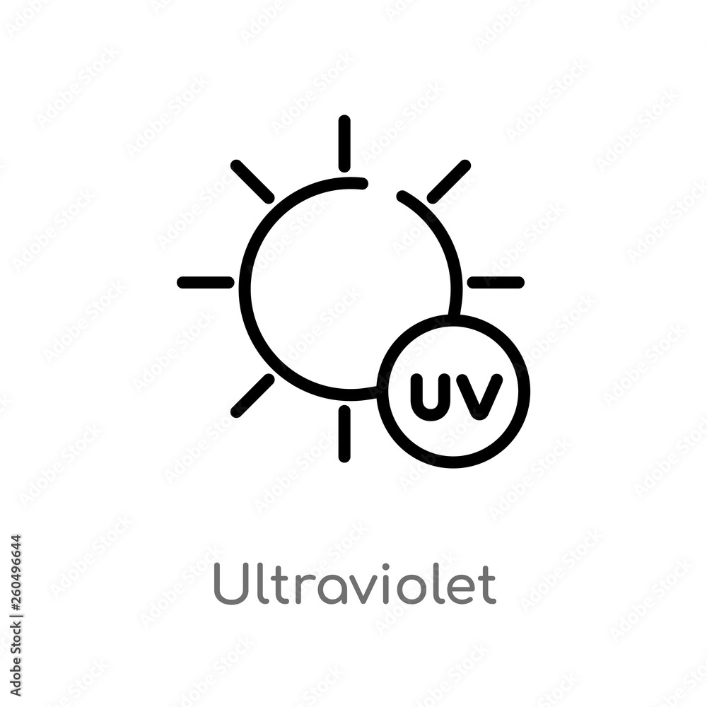 Poster outline ultraviolet vector icon. isolated black simple line element illustration from weather concep