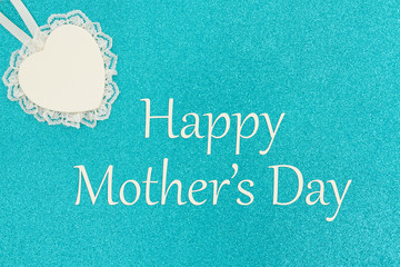 Happy Mother's day greeting card with wood heart with lace