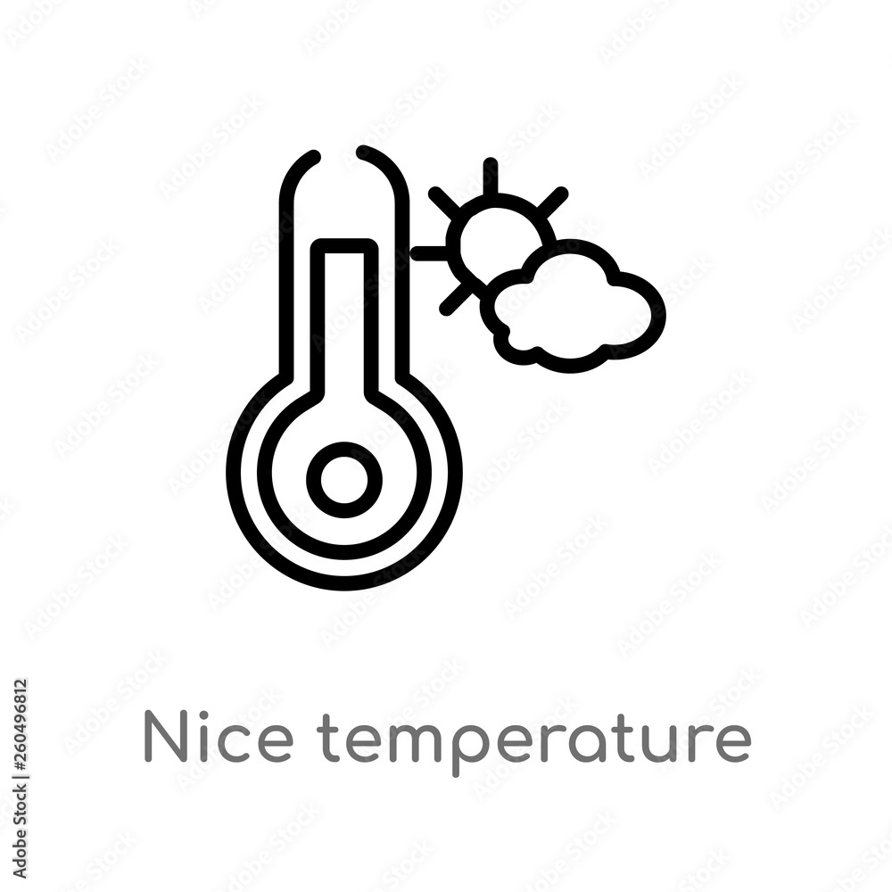 Aufkleber outline nice temperature vector icon. isolated black simple line element illustration from weather c